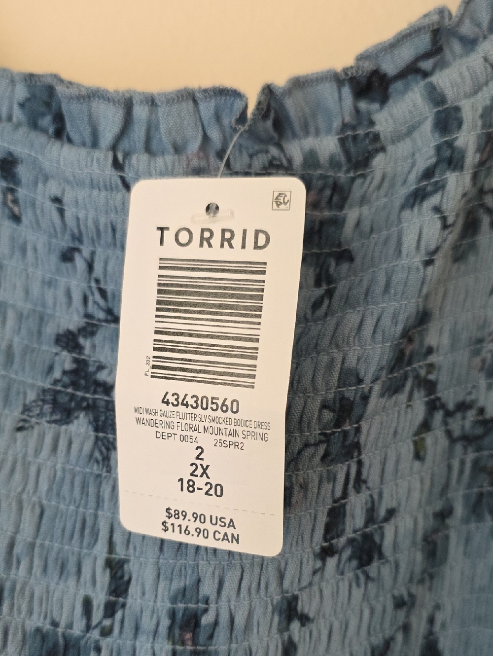 Torrid Blue Floral Smocked Midi Dress - Picture 3 of 9